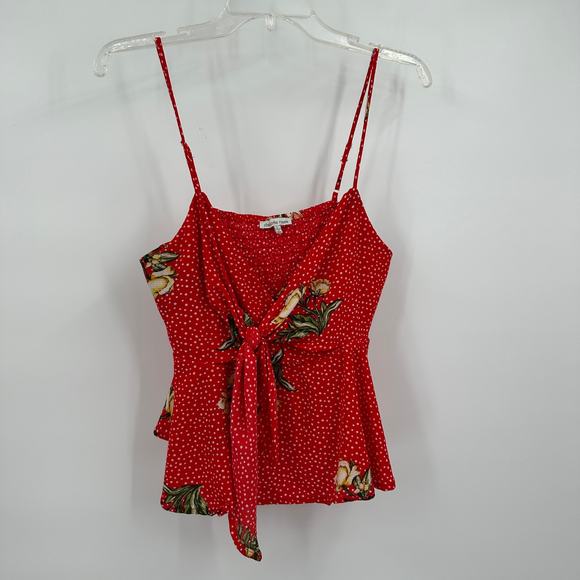Charlotte Russe Women Y2K Baby Doll Top Size L Red Polka Dot Floral Cropped - Picture 1 of 8